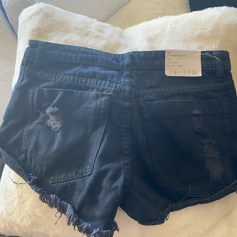 Black Mid Rise Shorts - Picture 2 of 2
